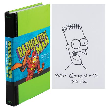 Lot #461 Matt Groening Signed Sketch in Book - Image 1