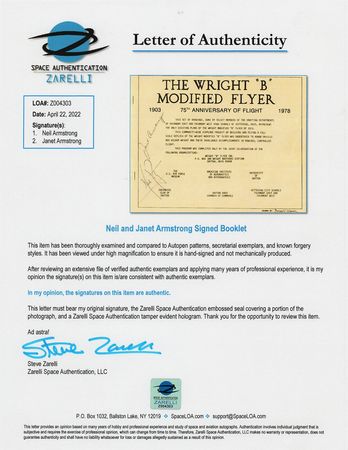 Lot #378 Neil Armstrong Signed Wright 'B' Modified Flyer Booklet - Image 6