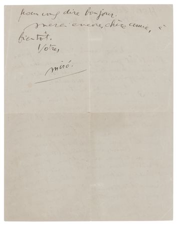 Lot #418 Joan Miro Autograph Letter Signed - Image 2