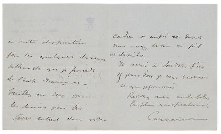 Lot #121 Lord Carnarvon Autograph Letter Signed - Image 2