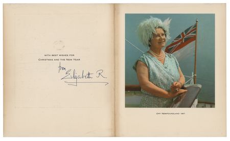 Lot #174 Elizabeth, Queen Mother Signed Christmas Card from 1967 - Image 1