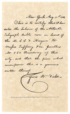 Lot #89 Cyrus W. Field: Transatlantic Telegraph Cable Relic by Tiffany's Group Lot - Image 6
