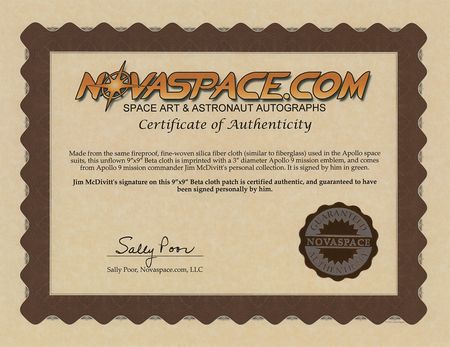 Lot #396 Jim McDivitt Signed Beta Cloth - Image 2