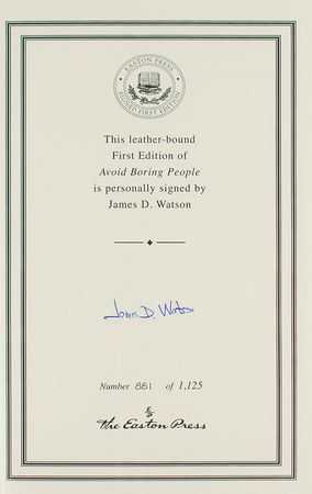 Lot #169 DNA: James D. Watson Signed Book - Image 2