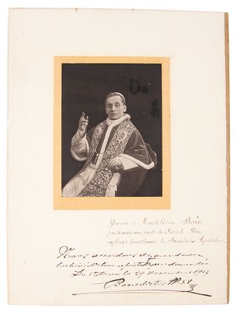 Lot #105 Pope Benedict XV Signed Apostolic Benediction - Image 1
