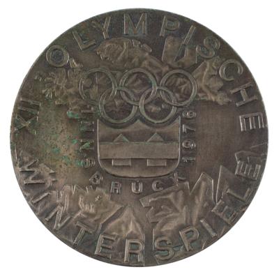 Lot #4098 Innsbruck 1976 Winter Olympics Silvered Bronze Participation Medal - Image 1