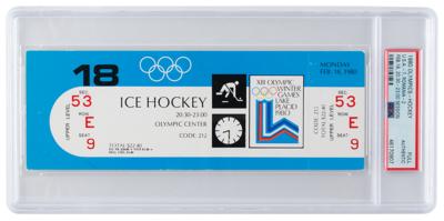 Lot #4242 Lake Placid 1980 Winter Olympics USA Hockey Ticket (2/18) - Image 1