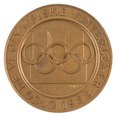 Lot #4088 Oslo 1952 Winter Olympics Copper Participation Medal - Image 1