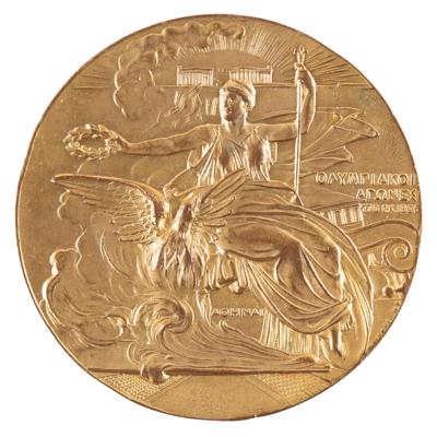 Lot #4076 Athens 1896 Olympics Gilt Bronze Participation Medal - Image 1