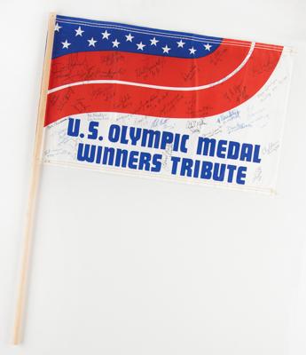 Lot #4318 Diane Moyer's Los Angeles 1984 Summer Olympics Medalist Multi-Signed Flag - Image 1