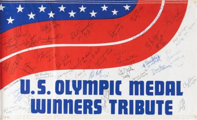 Lot #4318 Diane Moyer's Los Angeles 1984 Summer Olympics Medalist Multi-Signed Flag - Image 2