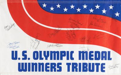 Lot #4318 Diane Moyer's Los Angeles 1984 Summer Olympics Medalist Multi-Signed Flag - Image 3