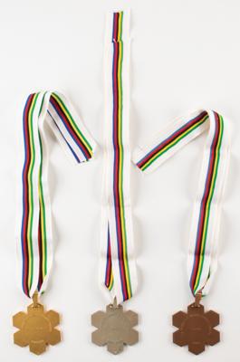 Lot #4067 Aleksei Grishin's FIS Freestyle World Ski Championships Gold, Silver, and Bronze Winner's Medals - Image 3