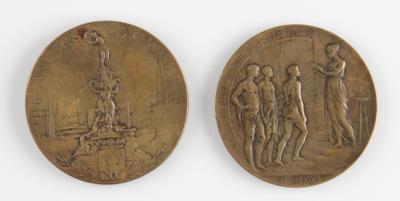 Lot #4050 Hal Haig Prieste's Antwerp 1920 Summer Olympics Bronze Winner's Medal and Participation Medal, and Atlanta 1996 Summer Olympics Torch - Image 4