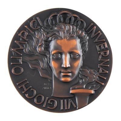 Lot #4090 Cortina 1956 Winter Olympics Bronze Participation Medal - Image 1
