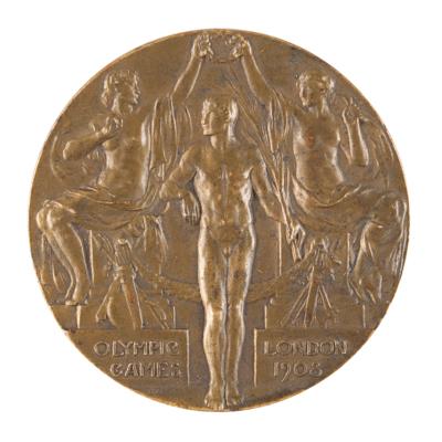 Lot #4049 London 1908 Olympics Bronze Winner's Medal - Image 1