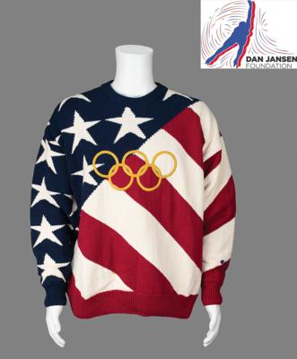 Lot #4336 Dan Jansen's Lillehammer 1994 Winter Olympics Team USA Sweater - Image 1