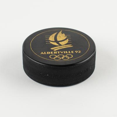 Lot #4298 Albertville 1992 Winter Olympics Official Hockey Game Puck - Image 1