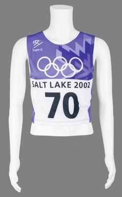 Lot #4301 Salt Lake City 2002 Winter Olympics Super Giant Slalom Skiing Starting Bib - Image 1