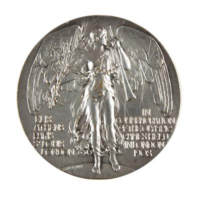 Lot #4081 London 1908 Olympics Silvered Bronze Participation Medal - Image 1