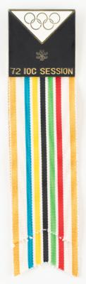 Lot #4134 72nd IOC Session in Sapporo Badge, 1972. IOC Member's Badge for James Worrall - Image 1