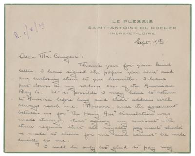 Lot #575 Eugene O'Neill Autograph Letter Signed - Image 1