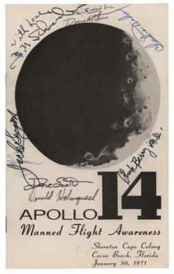 Lot #408 Jack Swigert, Dave Scott, and Charlie Duke Signed Program - Image 1