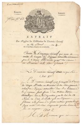 Lot #328 Lazare Carnot Document Signed - Image 1