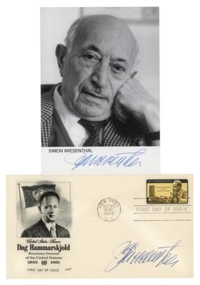 Lot #308 Simon Wiesenthal Signed Photograph and