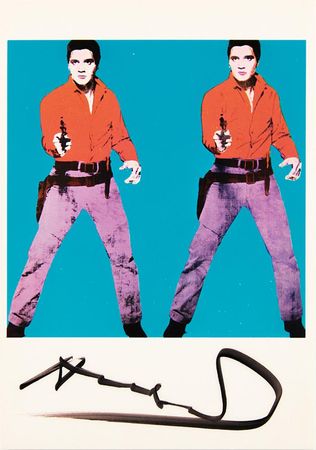 Lot #484 Andy Warhol Signed Postcard of 'Elvis I'