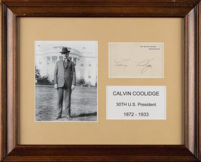 Lot #48 Calvin Coolidge Signed White House Card - Image 1