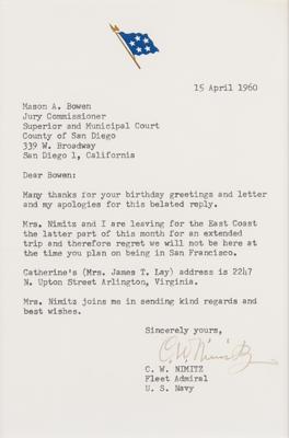 Lot #345 Chester W. Nimitz Typed Letter Signed - Image 2