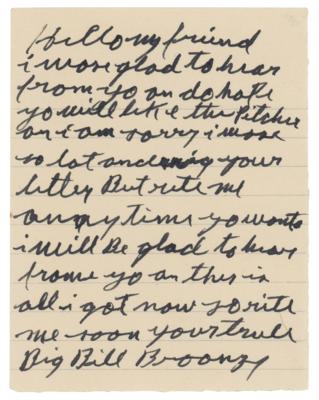 Lot #594 Big Bill Broonzy Autograph Letter Signed