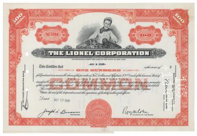 Lot #194 Roy Cohn Signed Stock Certificate