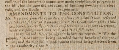 Lot #115 U.S. Constitution and Bill of Rights Archive: (7) Newspapers and (3) Books: Contemporary coverage of the debates on the United States Constitution and Bill of Rights - Image 2