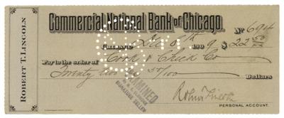 Lot #246 Robert Todd Lincoln Signed Check