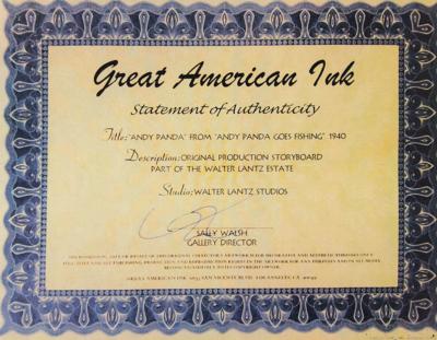 Lot #513 Andy Panda and Electric Eel production storyboard drawing from Andy Panda Goes Fishing Production Storyboard Drawing - Image 3