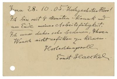 Lot #215 Ernst Haeckel Autograph Letter Signed