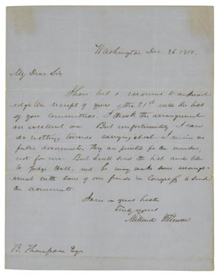 Lot #54 Millard Fillmore Autograph Letter Signed