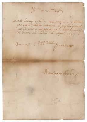Lot #326 Andrea Doria Autograph Letter Signed