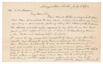 Lot #286 George Shiras, Jr: On his appointment to