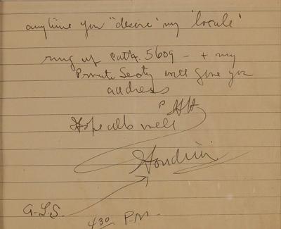 Lot #729 Harry Houdini Autograph Note Signed - Image 2