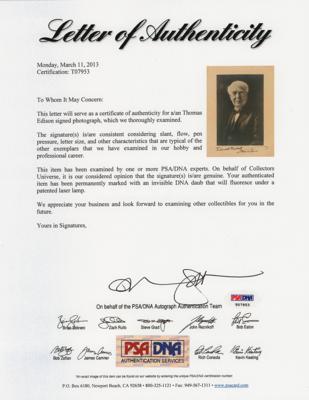 Lot #135 Thomas Edison Signed Photograph - Image 2