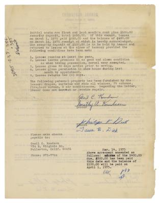 Lot #535 Philip K. Dick: Dick and his wife rent a house in Fullerton 