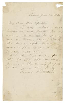 Lot #256 Maria Mitchell Autograph Letter Signed