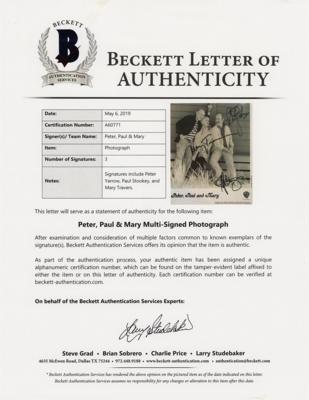 Lot #635 Peter, Paul, and Mary Signed Photograph - Image 3