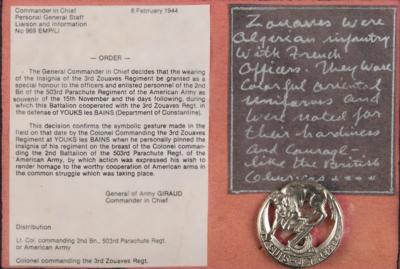 Lot #375 William P. Yarborough's French 3rd Zouave