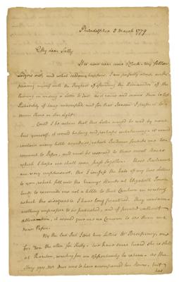 Lot #124 John Jay: Scarce 1779 handwritten letter