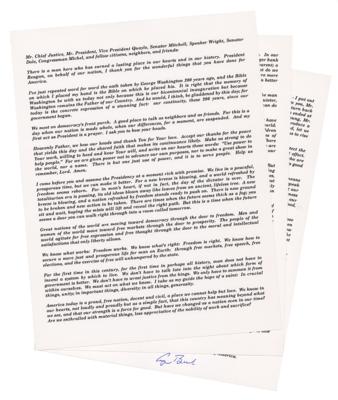 Lot #34 George Bush Typed Inaugural Address Signed - Image 1