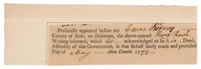 Lot #110 Cesar Rodney Partial Document Signed